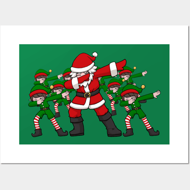 Kids Apparel Santa And Elves Dancing The Dabbing Dance Wall Art by TonTomDesignz